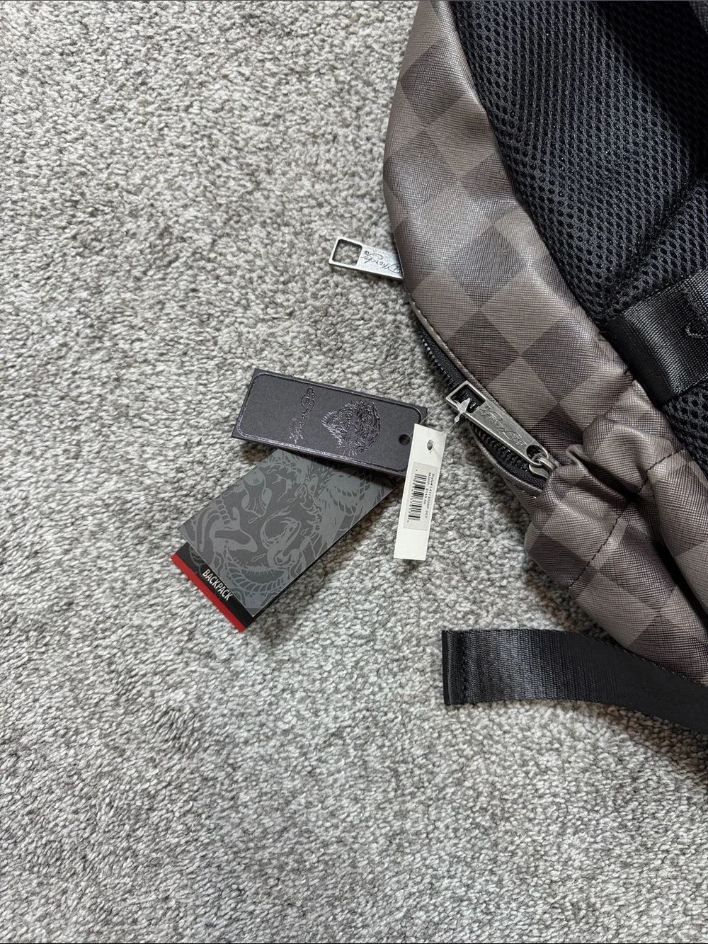 Ed Hardy Brown Checkered Backpack